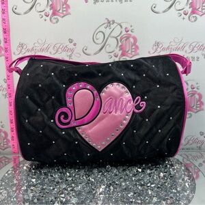 Dance bag tote duffle diamond quilt Black & Pink Dance Heart Quilted Duffle Bag